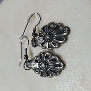 Vintage Tinn-Per Norway Ornate Dangle Earrings Signed